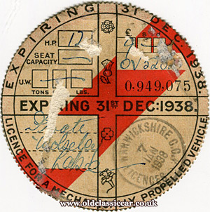 1938 tax disc